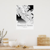 Newport News Map - Virginie - City Map Poster (Cuisine)