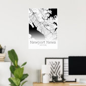 Newport News Map - Virginie - City Map Poster (Bureau à domicile)