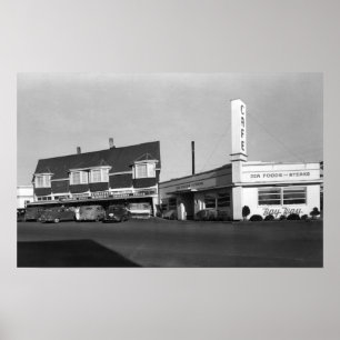 Newport, Oregon Uitzicht of Bay Way Caf � Foto Poster
