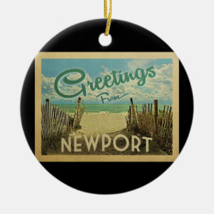 Newport Rhode Island Beach Vintage Travel Keramisch Ornament