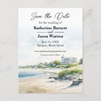 Newport Rhode Island Beach Waterverf Briefkaart