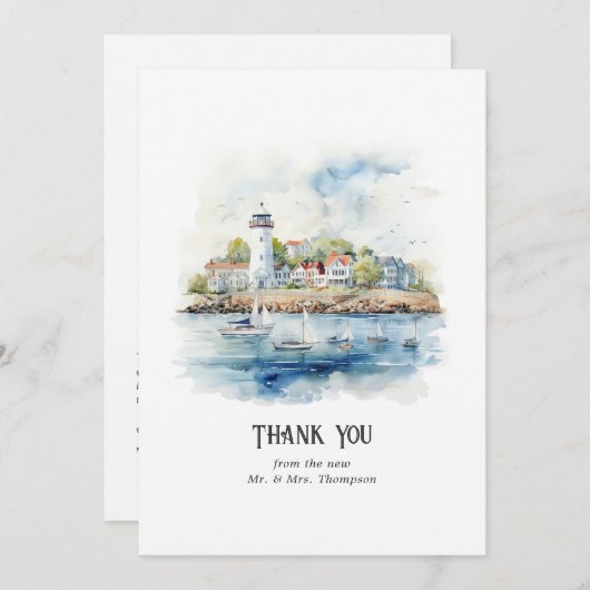 Newport, Rhode Island Bestemming Bruiloft Bedankkaart (Voorkant / Achterkant)