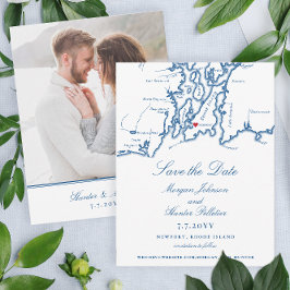 Newport Rhode Island Elegant Navy Bruiloft Save The Date