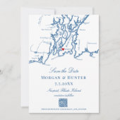 Newport Rhode Island Save the Date Elegante QR-cod (Voorkant)