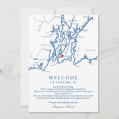 Newport RI Bruiloft Welkomstweekendroute Bedankkaart (Voorkant)