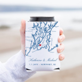 Newport, RI Map Wedding Favor Drink Holder Blikjeskoeler