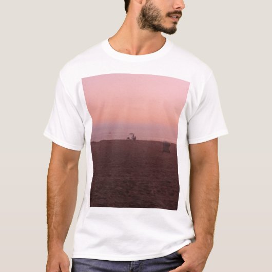 Newport strand roze zonsondergang t-shirt (Voorkant)