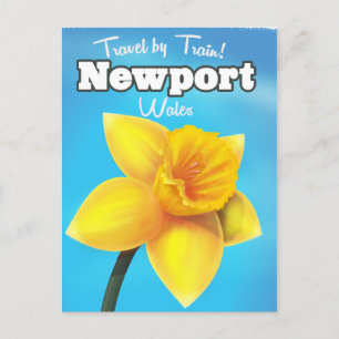 Newport Wales vintage narcis reisposter Briefkaart