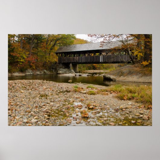 Newry Covered Bridge over river in autumn Poster (Voorkant)