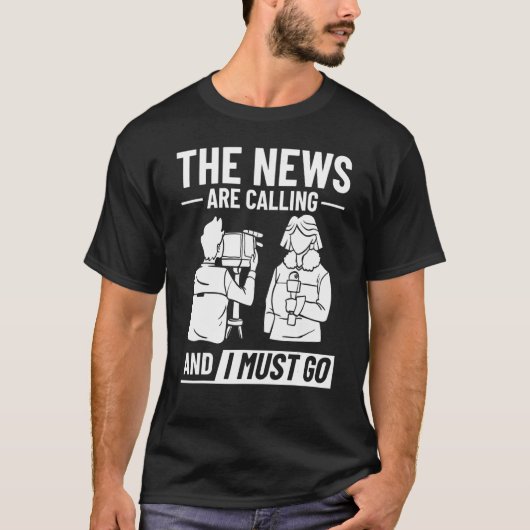 News Reporter Microphone Camera Interviews 1 T-shirt (Voorkant)