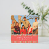 Newsletter sur le dos Coral Stripe Carte de Noël (Debout devant)