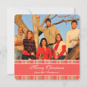 Newsletter sur le dos Coral Stripe Carte de Noël (Devant)