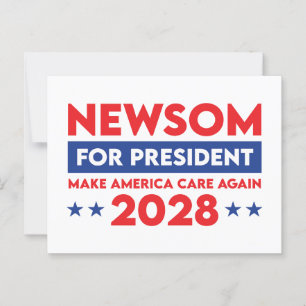 Newsom voor President Make America Care Again 2028 Briefkaart