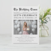 Newspaper Classic Photo Birthday Celebration  Kaart (Staand voorkant)