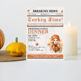 Newspaper Friendsgiving Dinner Thanksgiving Fall Kaart