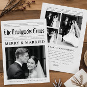 Newspaper Merry And Married Newlywed Wedding Photo Feestdagenkaart
