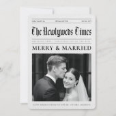 Newspaper Merry And Married Newlywed Wedding Photo Feestdagenkaart (Voorkant)