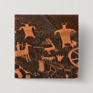 Newspaper Rock Petroglyph-panel - Utah Vierkante Button 5,1 Cm