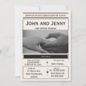 Newspaper-Style Wedding Invitation | Customisable  (Devant)