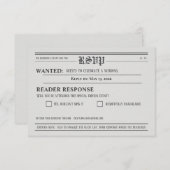 Newspaper-Style Wedding RSVP Response card (Devant / Derrière)