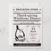 Newspaper Turkey Wishbone Thanksgiving Fall Kaart (Voorkant)