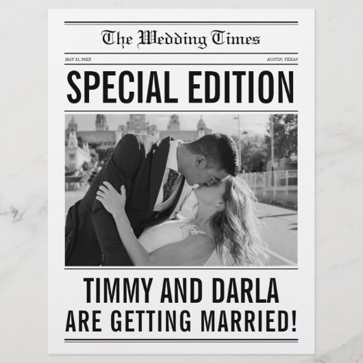 Newspaper Wedding Program Single Large Page  Flyer (Voorkant)