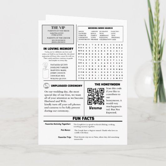 Newspaper Wedding Timeline & Program Infographic (Achterkant)