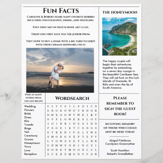 Newspapier Wedding Programme (Achterkant)