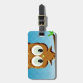 Newsprint Cartoon Owl Bagagelabel (Voorkant verticaal)