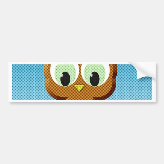 Newsprint Cartoon Owl Bumpersticker (Voorkant)