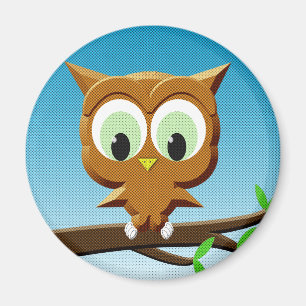 Newsprint Cartoon Owl Magneet