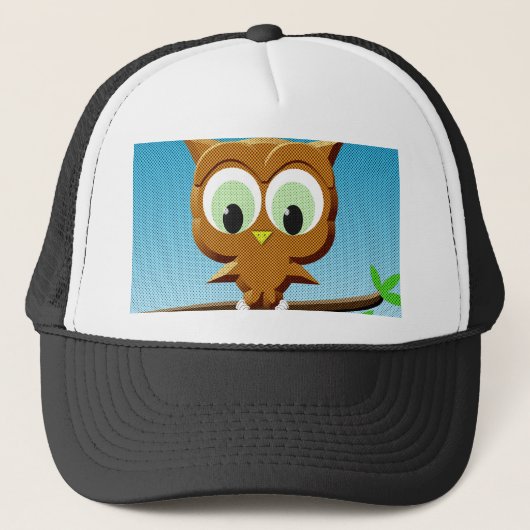 Newsprint Cartoon Owl Trucker Pet (Voorkant)