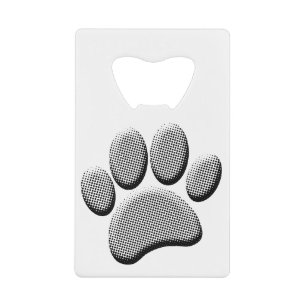 Newsprint Halftone Cartoon Dog Paw Prints Kredietkaart Flessenopener
