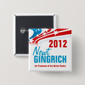 Newt Gingich Vierkante Button 5,1 Cm (Voorkant /achterkant)
