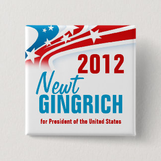 Newt Gingich Vierkante Button 5,1 Cm