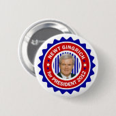Newt Gingrich voor US President 2012 Ronde Button 5,7 Cm (Voorkant /achterkant)