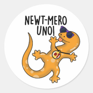 Newt-mero Uno Funny Newt Pun Ronde Sticker
