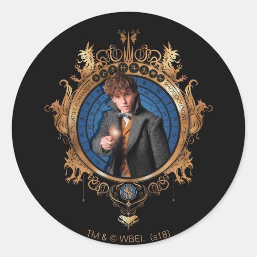 NEWT SCAMANDER™-portret Ronde Sticker (Voorkant)