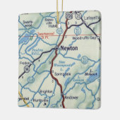 Newton NJ Retro Map Keramisch Ornament (Links)