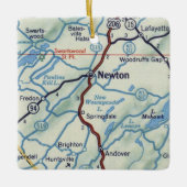 Newton NJ Retro Map Keramisch Ornament (Voorkant)