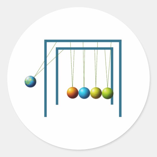 Newtons cradle ronde sticker (Voorkant)
