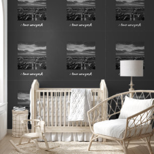Newyork City Skyline Nachtlampjes Grijs Zwart Wit Behang