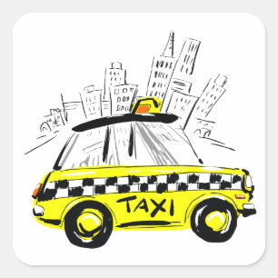 newyork taxi vierkante sticker