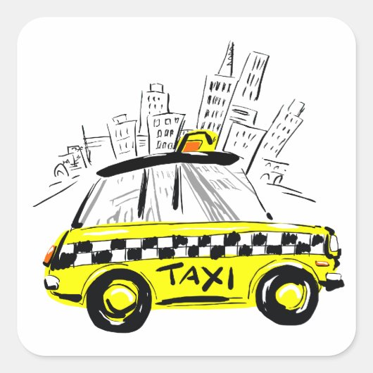 newyork taxi vierkante sticker (Voorkant)