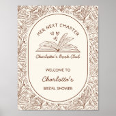 Next Chapter Brown Book Bridal Shower Welcome Poster (Voorkant)
