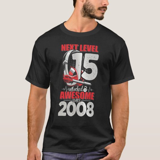 Next Level Unlocked 15 Year Old Boy 2008 Headset G T-shirt (Voorkant)