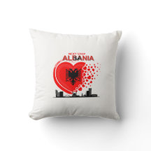 Next Stop Albania Heart Design Throw Pillow