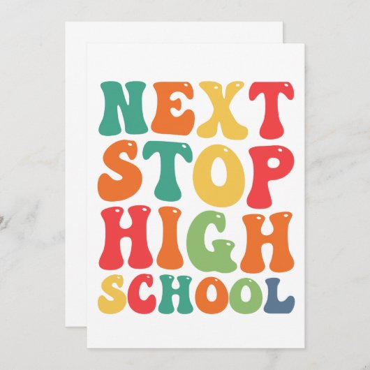 Next Stop High School Funny Groovy Afstuderen Kaart (Voorkant / Achterkant)