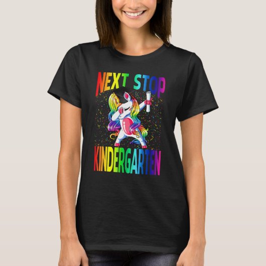 Next Stop kindergarten Graduation Unicorn T-shirt (Voorkant)
