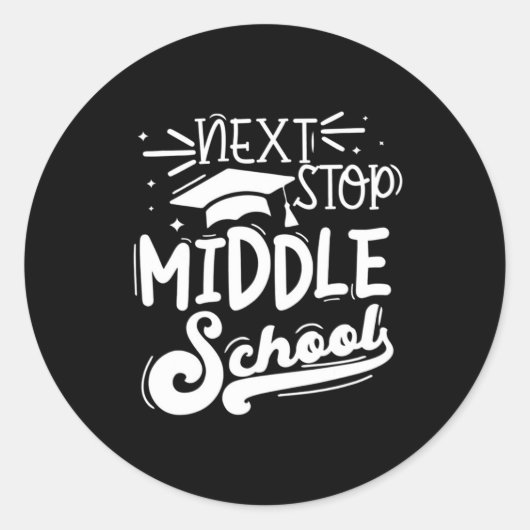 Next Stop Middelbare School Fifth Grade Afstuderen Ronde Sticker (Voorkant)